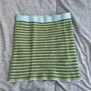 American Eagle Outfitters Green and Gray Striped A-Line Skirt